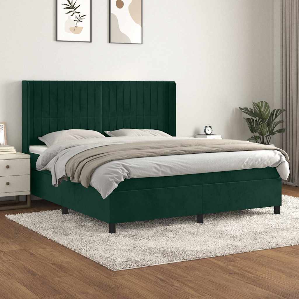 Sommier à lattes de lit et matelas Vert foncé 160x200cm Velours - XIOS