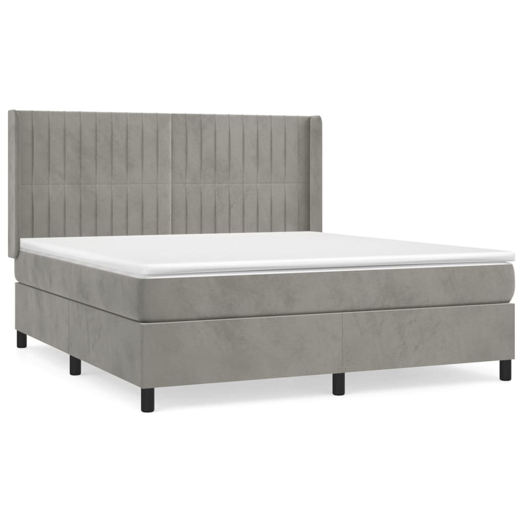 Sommier à lattes de lit et matelas Gris clair 180x200cm Velours - XIOS