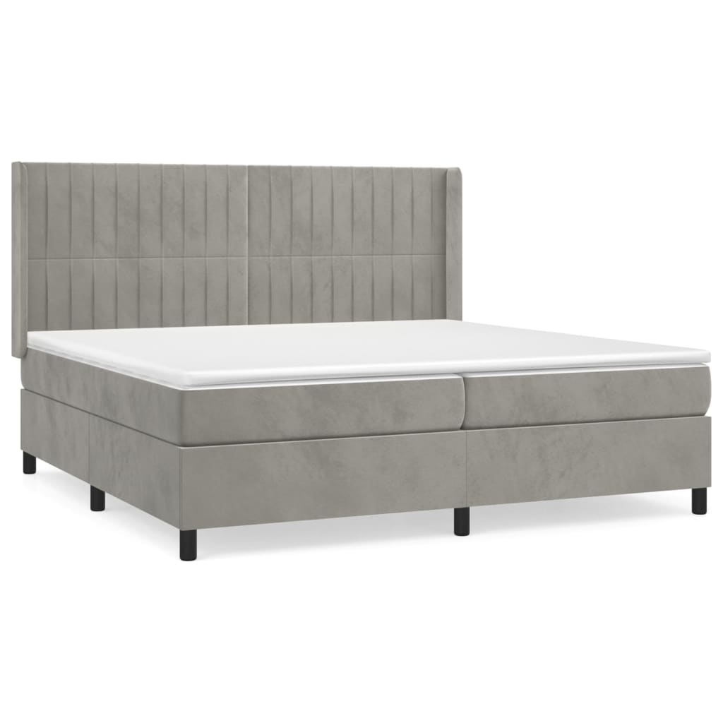 Sommier à lattes de lit et matelas Gris clair 200x200cm Velours - XIOS