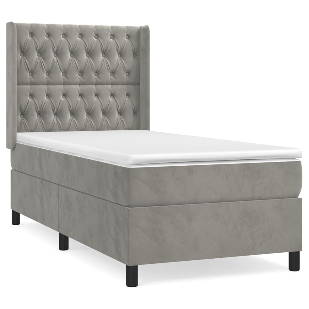 Sommier à lattes de lit et matelas Gris clair 80x200 cm Velours - XIOS