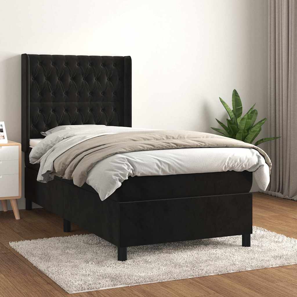 Sommier à lattes de lit et matelas Noir 80x200 cm Velours