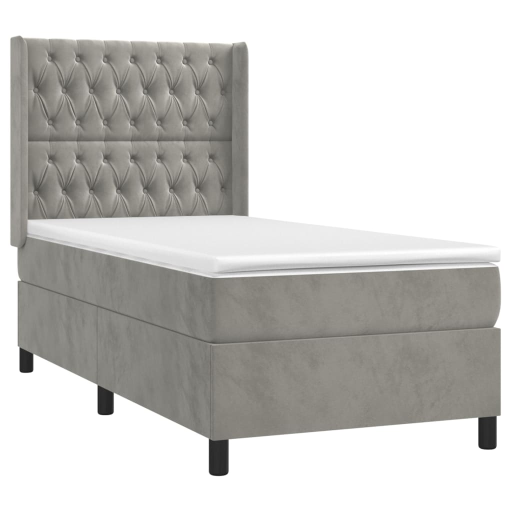 Sommier à lattes de lit et matelas Gris clair 90x190 cm Velours - XIOS
