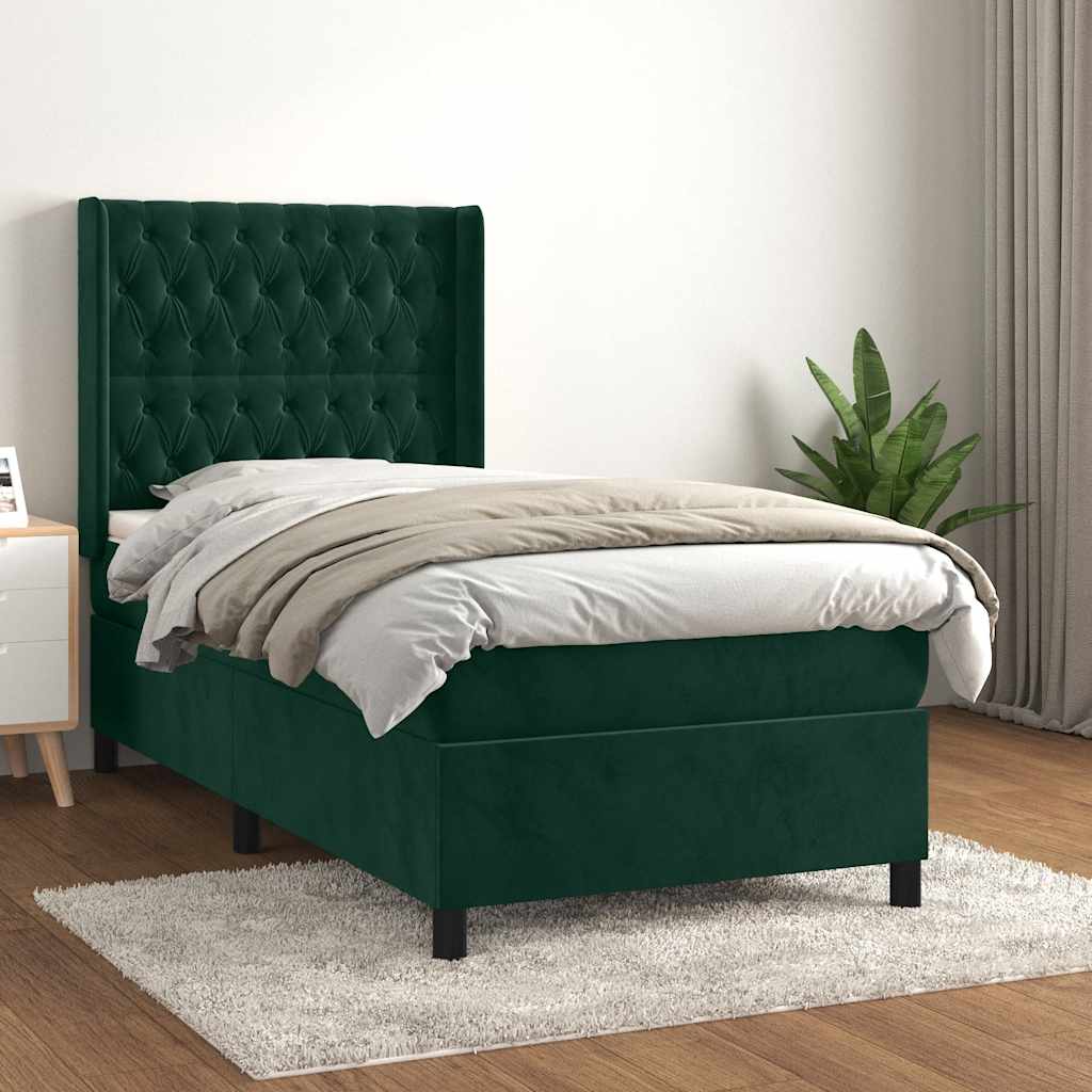 Sommier à lattes de lit avec matelas Vert foncé 100x200 cm - XIOS
