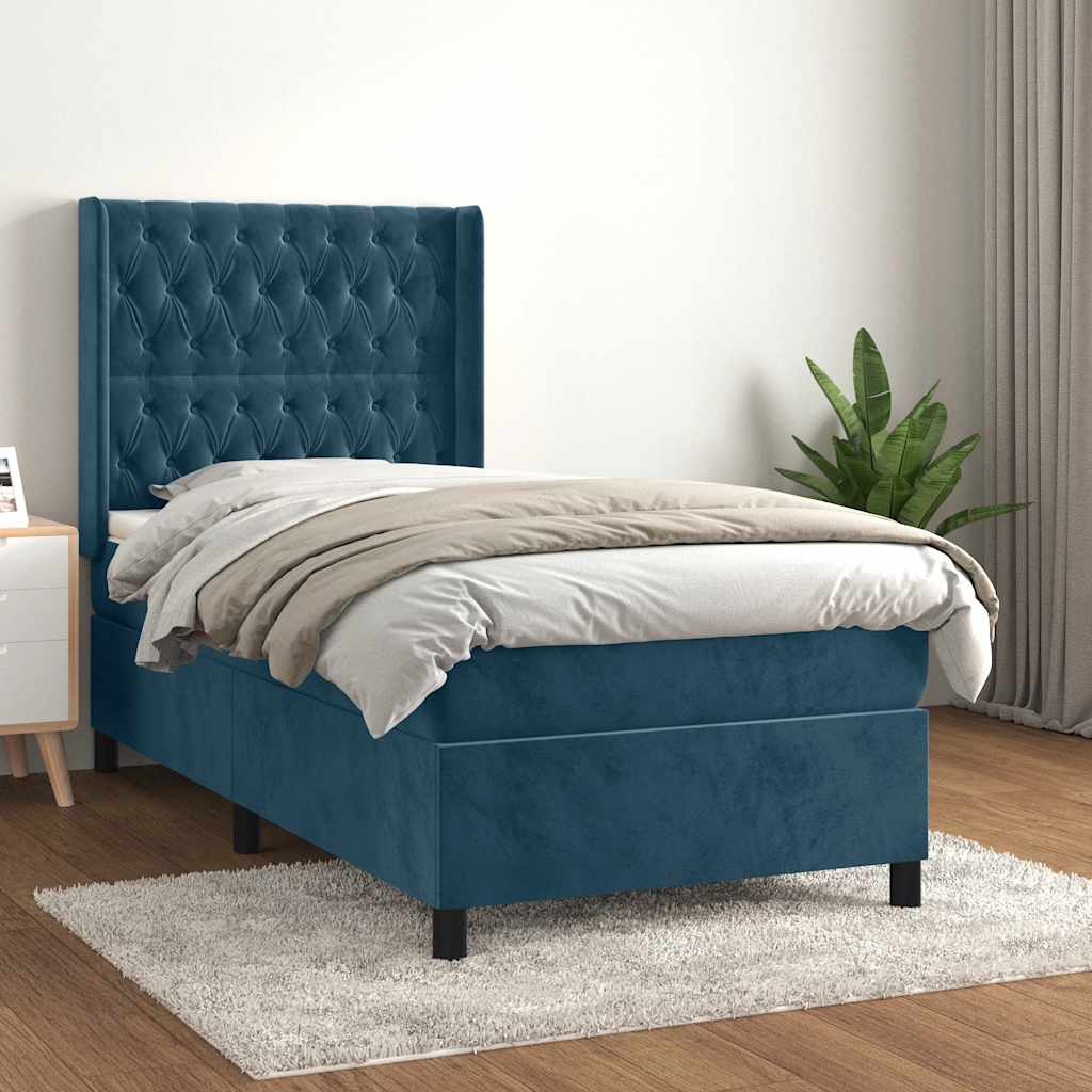 Sommier à lattes de lit avec matelas Bleu foncé 100x200 cm - XIOS