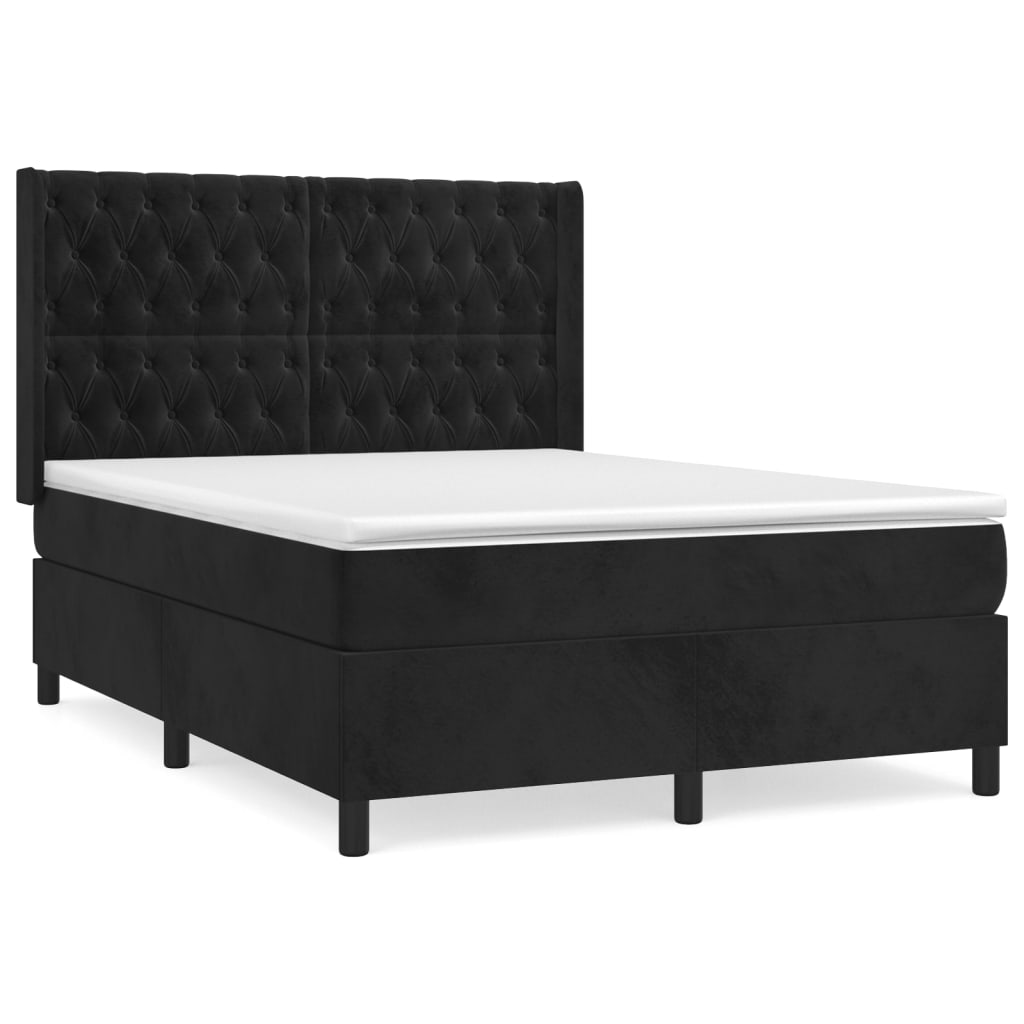 Sommier à lattes de lit avec matelas Noir 140x190 cm Velours - XIOS