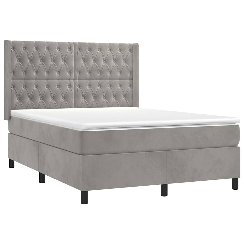 Sommier à lattes de lit et matelas Gris clair 140x200cm Velours