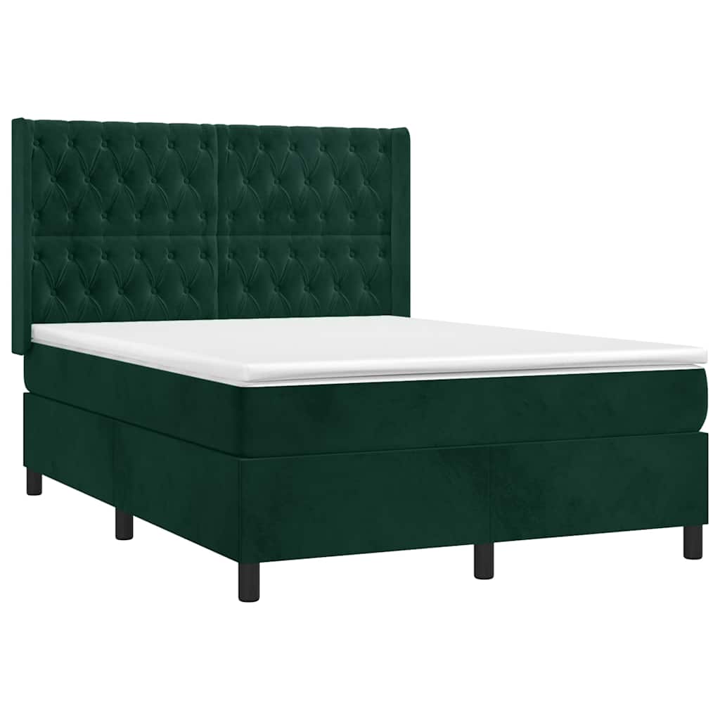 Sommier à lattes de lit et matelas Vert foncé 140x200cm Velours