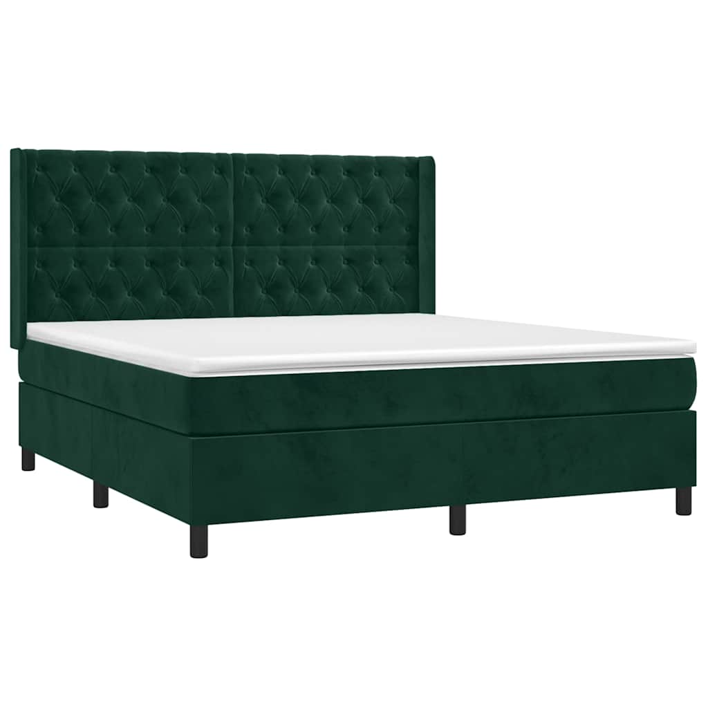 Sommier à lattes de lit et matelas Vert foncé 160x200cm Velours