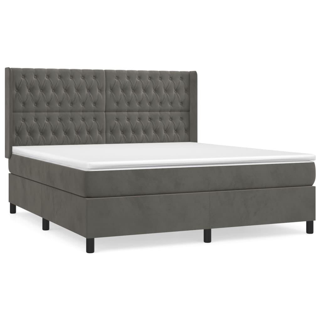 Sommier à lattes de lit et matelas Gris foncé 180x200cm Velours - XIOS
