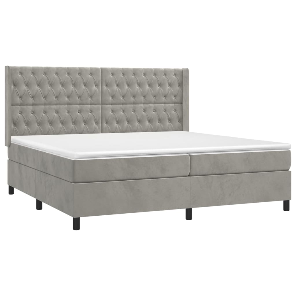 Sommier à lattes de lit et matelas Gris clair 200x200cm Velours - XIOS