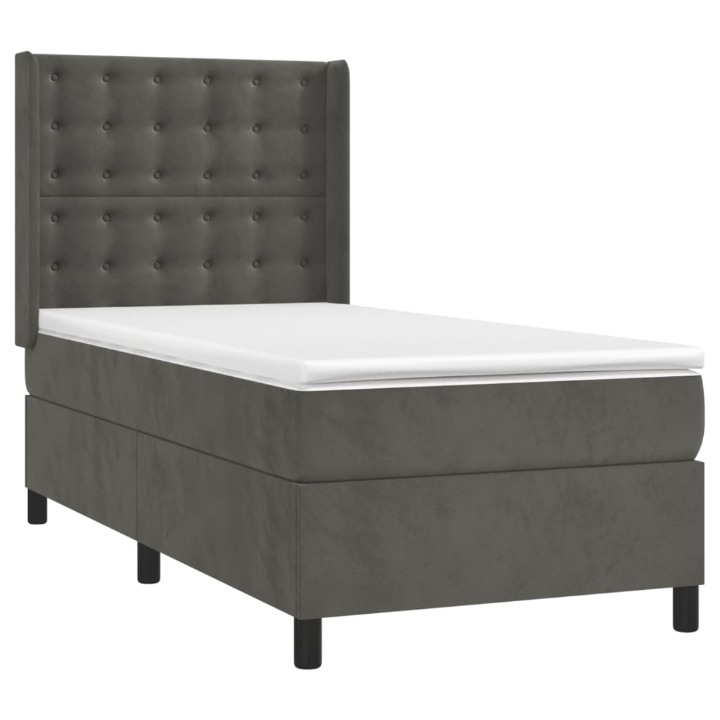 Sommier à lattes de lit et matelas Gris foncé 80x200 cm Velours - XIOS