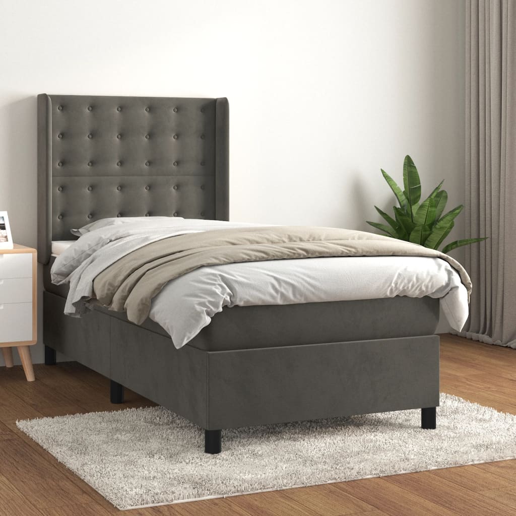 Sommier à lattes de lit et matelas Gris foncé 80x200 cm Velours - XIOS