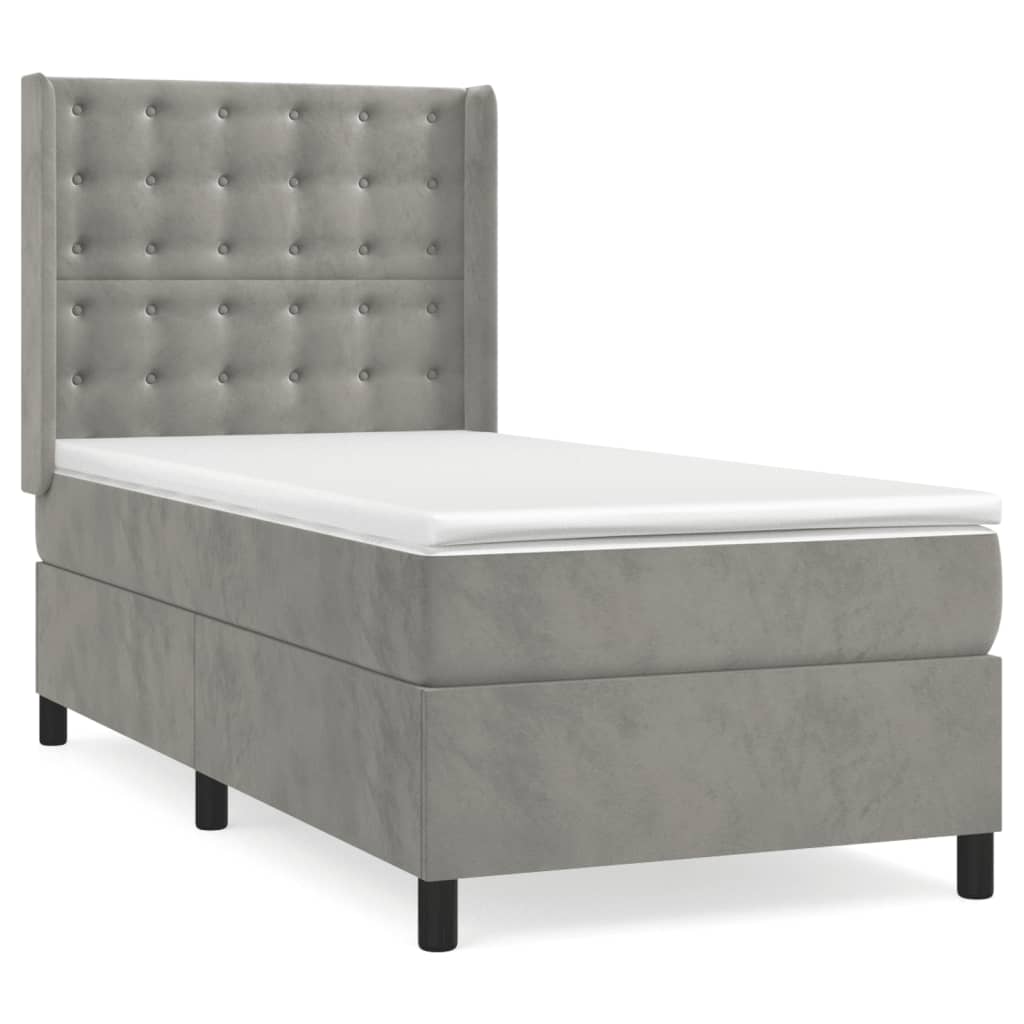 Sommier à lattes de lit et matelas Gris clair 90x200 cm Velours - XIOS