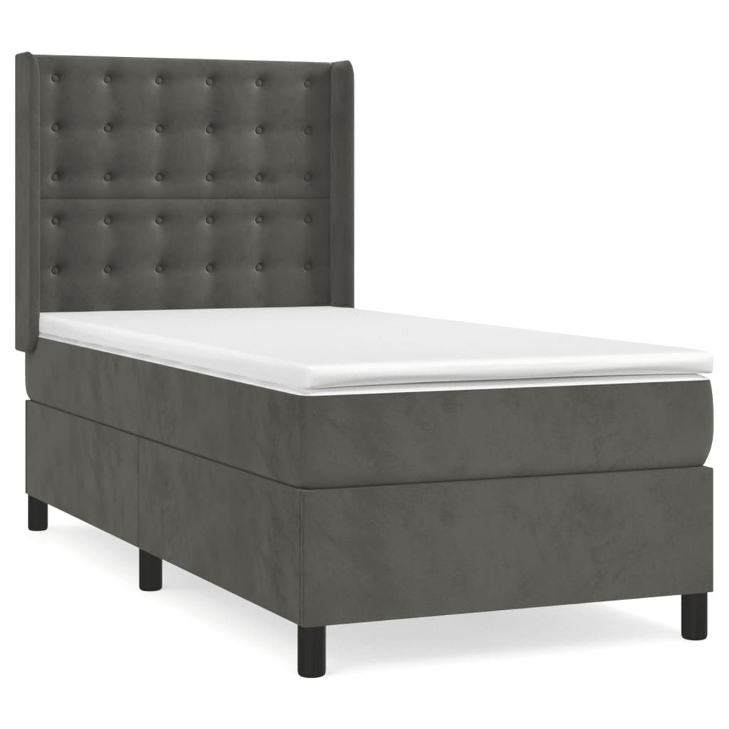 Sommier à lattes de lit et matelas Gris foncé 90x200 cm Velours - XIOS
