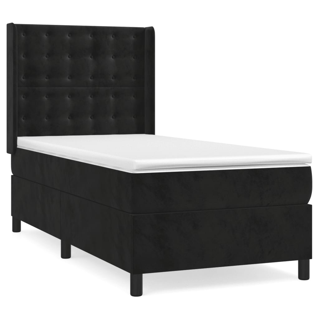 Sommier à lattes de lit avec matelas Noir 100x200 cm Velours - XIOS