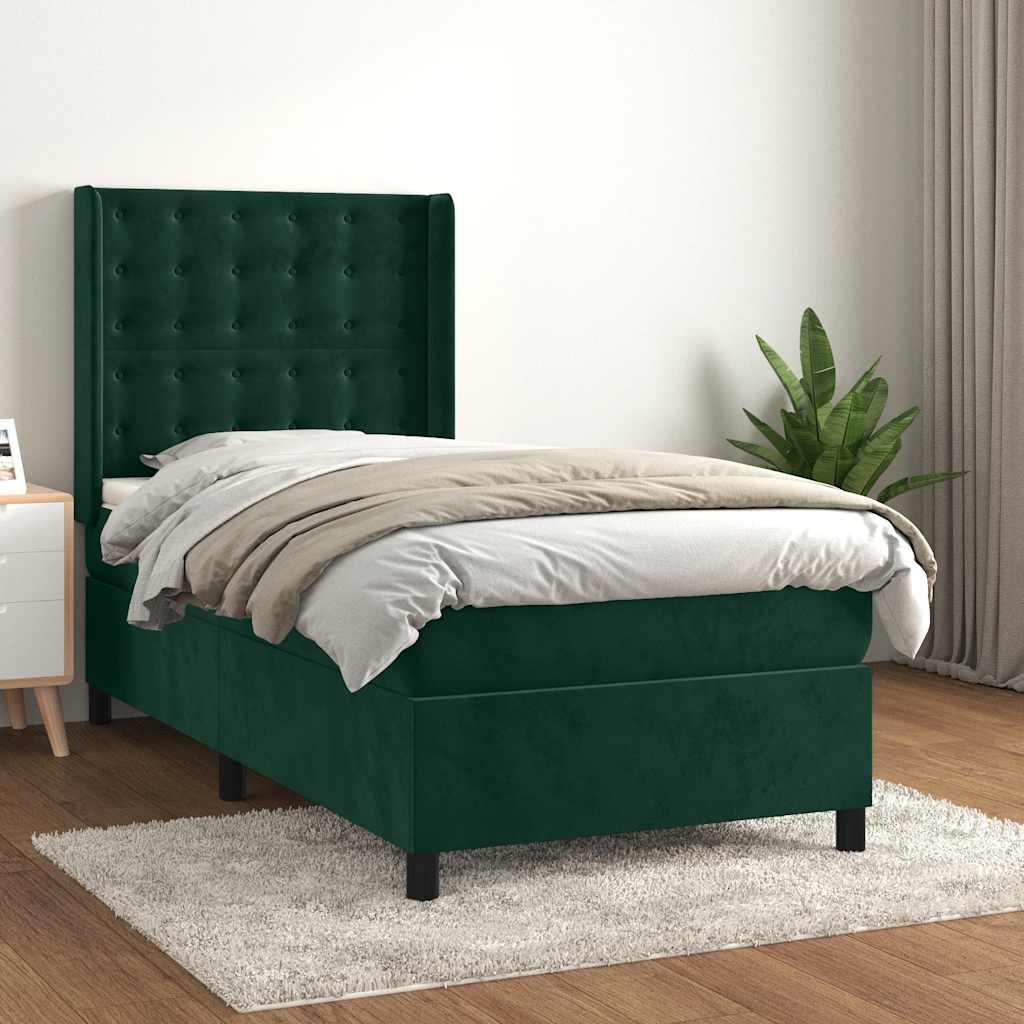 Sommier à lattes de lit avec matelas Vert foncé 100x200 cm - XIOS