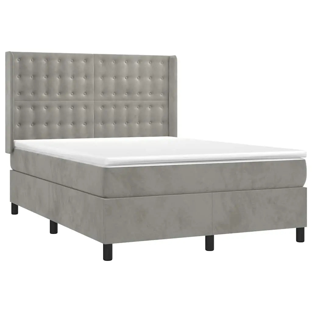 Sommier à lattes de lit et matelas Gris clair 140x190cm Velours - XIOS