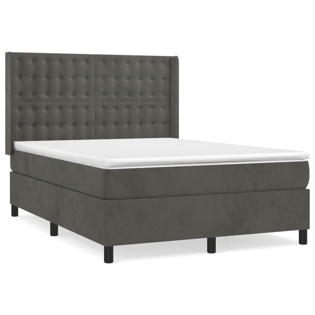Sommier à lattes de lit et matelas Gris foncé 140x190cm Velours - XIOS