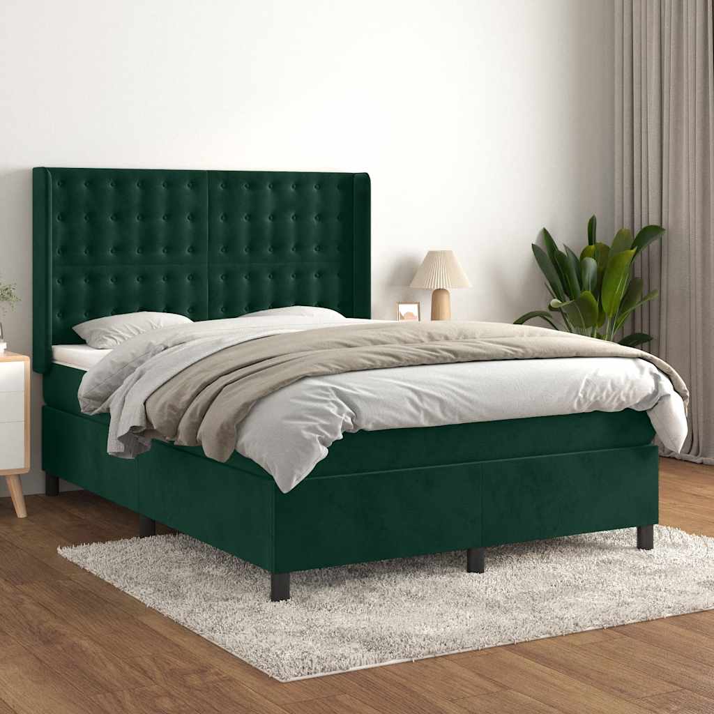Sommier à lattes de lit et matelas Vert foncé 140x190cm Velours - XIOS