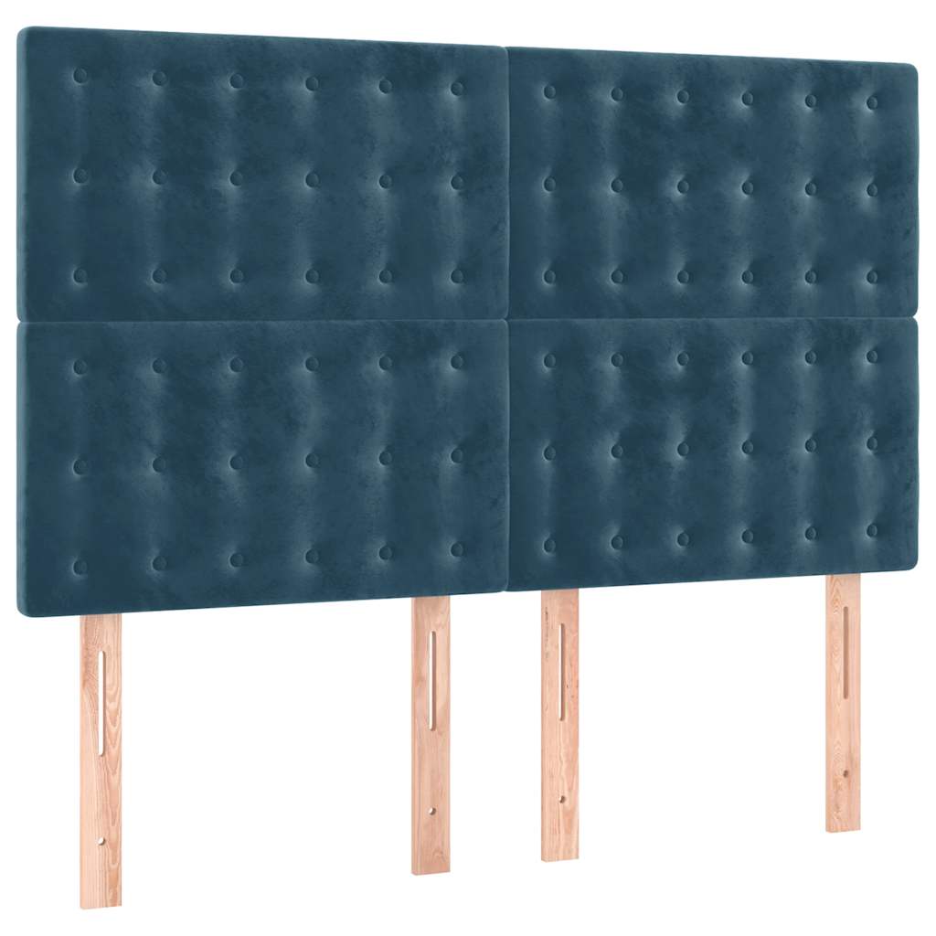 Sommier à lattes de lit et matelas Bleu foncé 140x190cm Velours