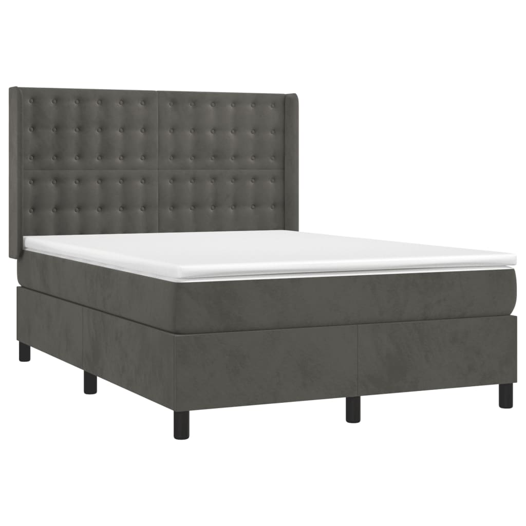 Sommier à lattes de lit et matelas Gris foncé 140x200cm Velours - XIOS