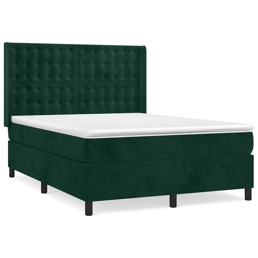 Sommier à lattes de lit et matelas Vert foncé 140x200cm Velours