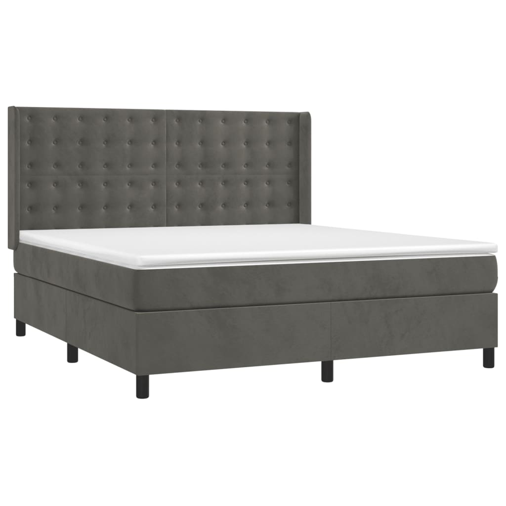 Sommier à lattes de lit et matelas Gris foncé 160x200cm Velours