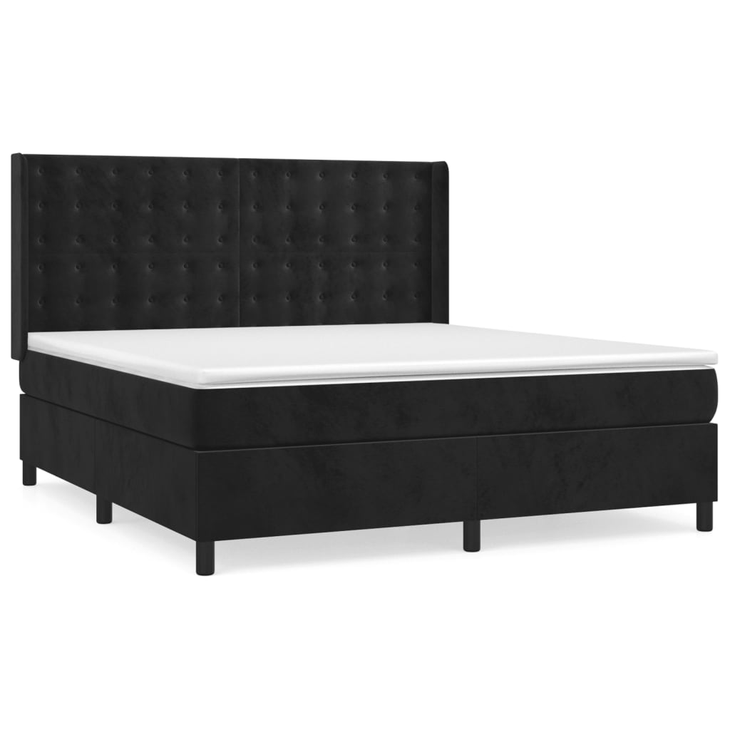 Sommier à lattes de lit et matelas Noir 160x200 cm Velours - XIOS