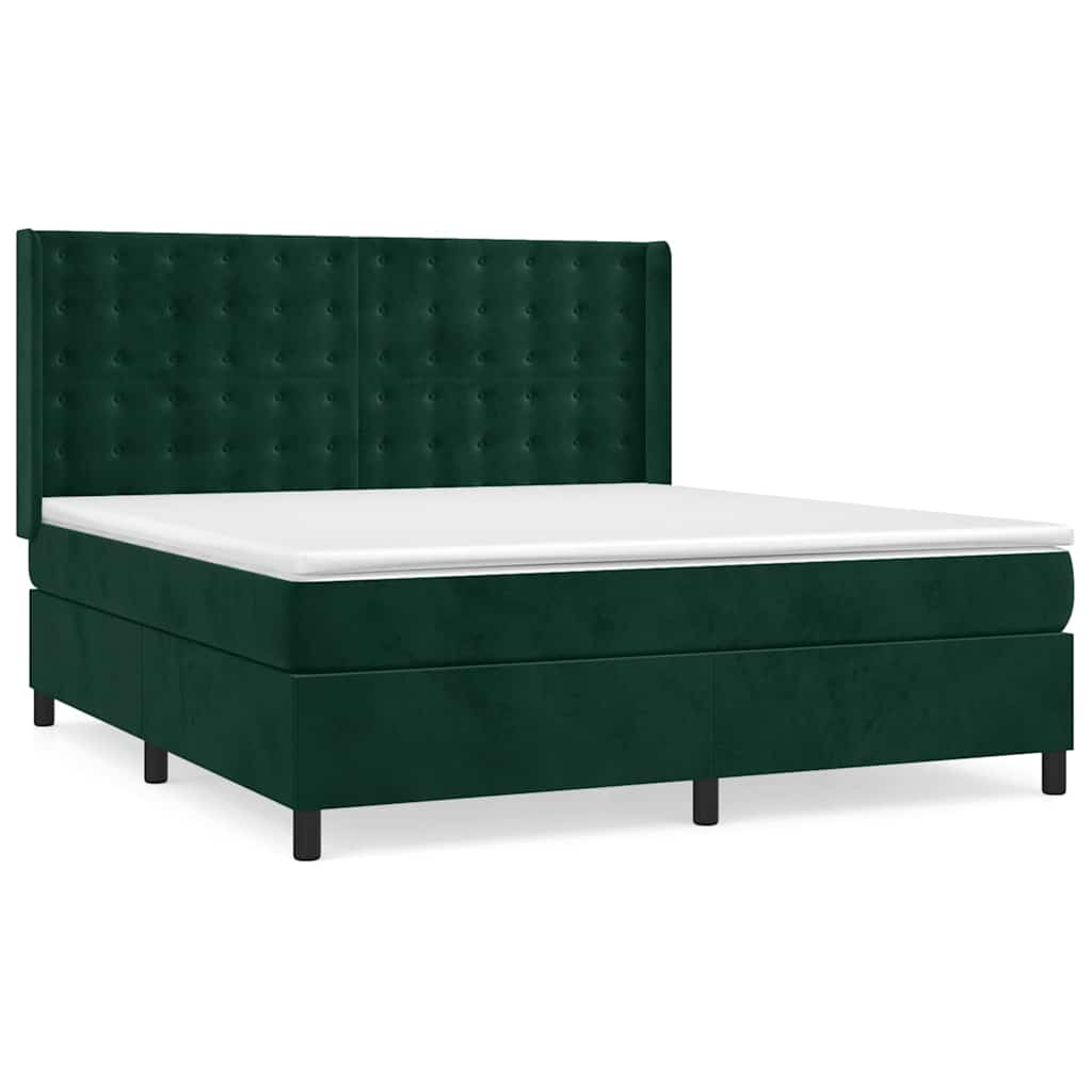 Sommier à lattes de lit et matelas Vert foncé 160x200cm Velours