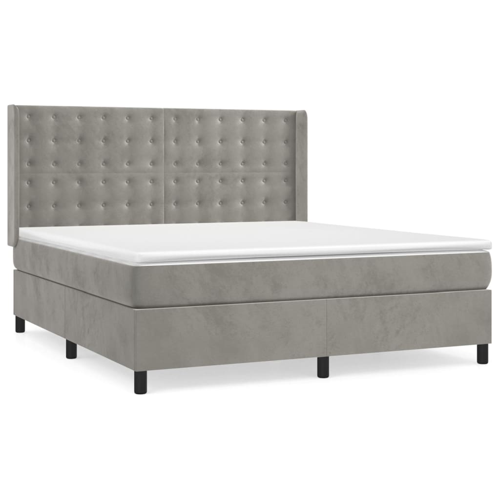 Sommier à lattes de lit et matelas Gris clair 180x200cm Velours - XIOS