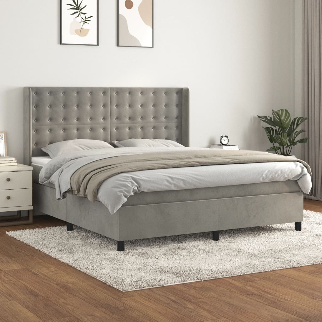 Sommier à lattes de lit et matelas Gris clair 180x200cm Velours - XIOS