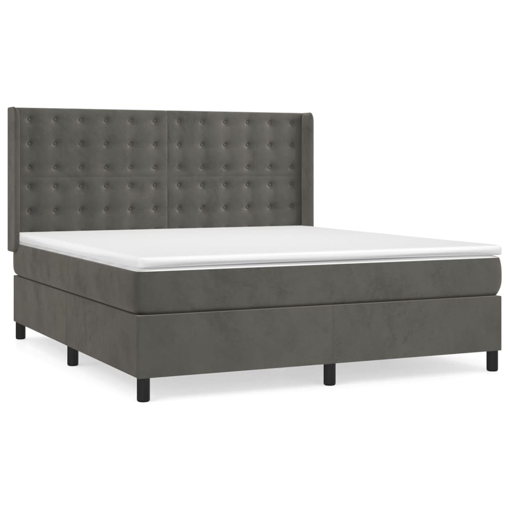 Sommier à lattes de lit et matelas Gris foncé 180x200cm Velours - XIOS