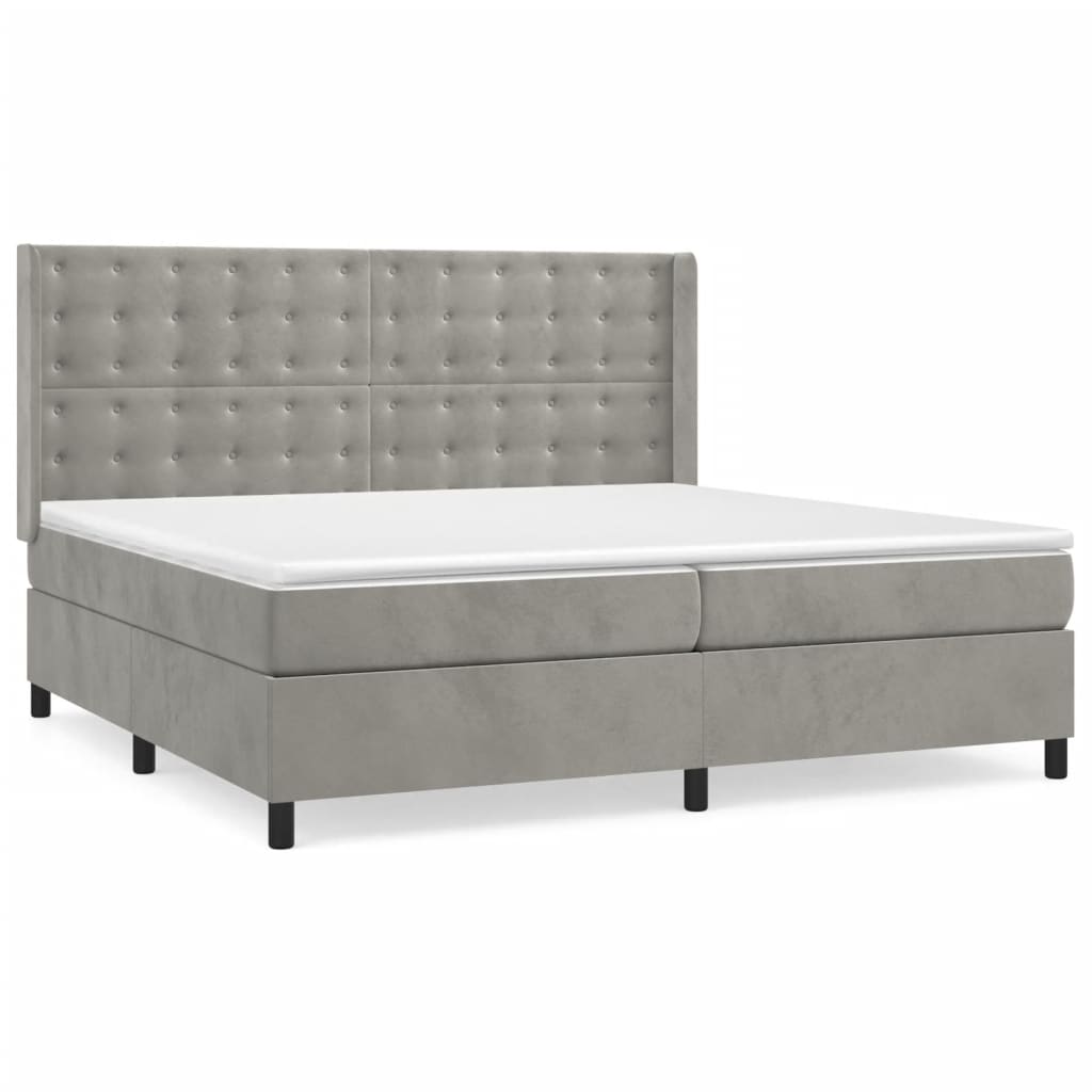 Sommier à lattes de lit et matelas Gris clair 200x200cm Velours - XIOS
