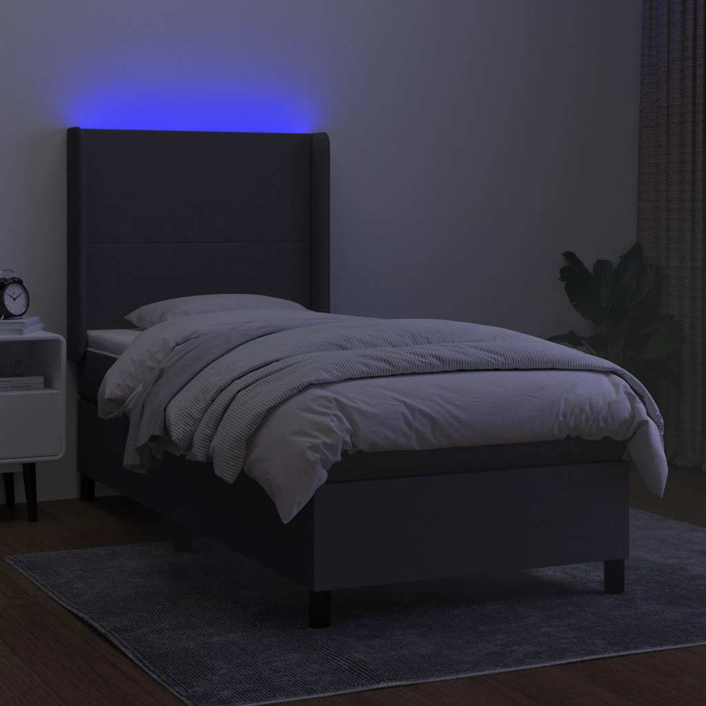 Sommier à lattes de lit matelas LED Gris foncé 80x200 cm Tissu - XIOS