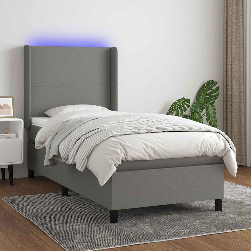 Sommier à lattes de lit matelas LED Gris foncé 80x200 cm Tissu - XIOS