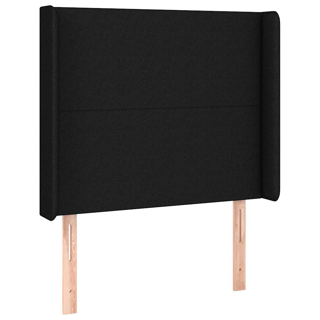 Sommier à lattes de lit matelas et LED Noir 90x190 cm Tissu - XIOS