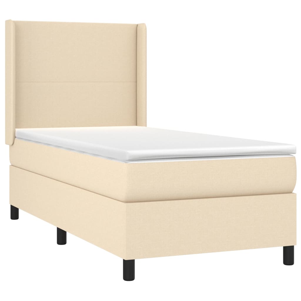 Sommier à lattes de lit matelas et LED Crème 90x190 cm Tissu - XIOS
