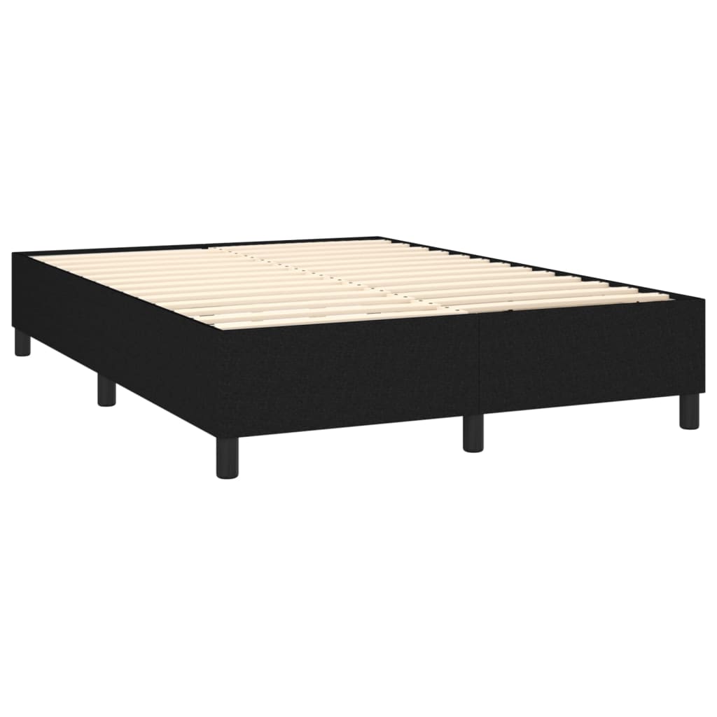 Sommier à lattes de lit matelas et LED Noir 140x200 cm Tissu - XIOS