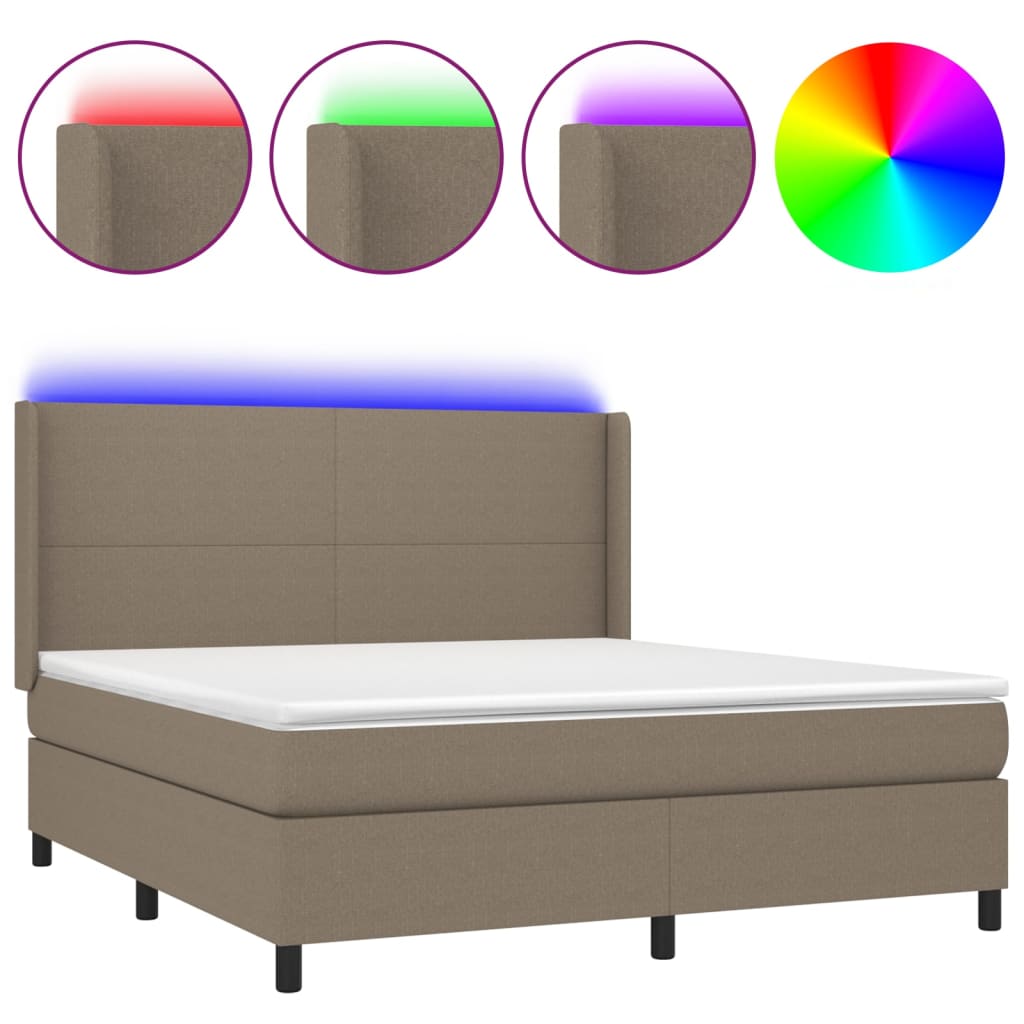 Sommier à lattes de lit matelas LED Taupe 180x200 cm Tissu - XIOS