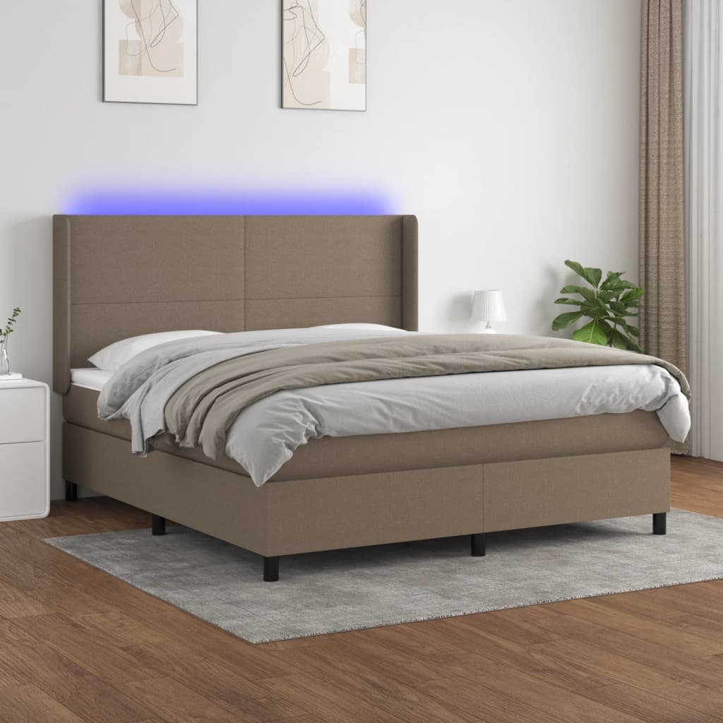 Sommier à lattes de lit matelas LED Taupe 180x200 cm Tissu - XIOS