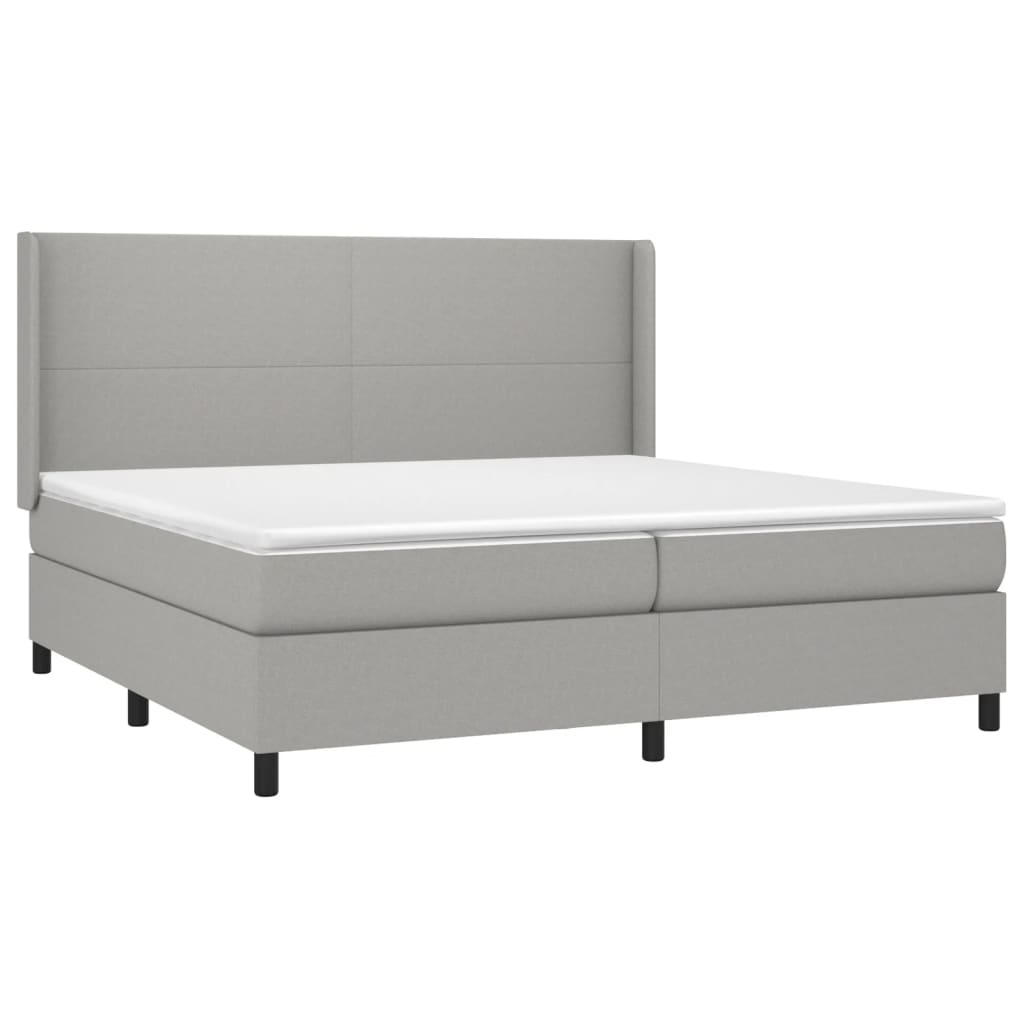 Sommier à lattes de lit matelas LED Gris clair 200x200 cm Tissu - XIOS
