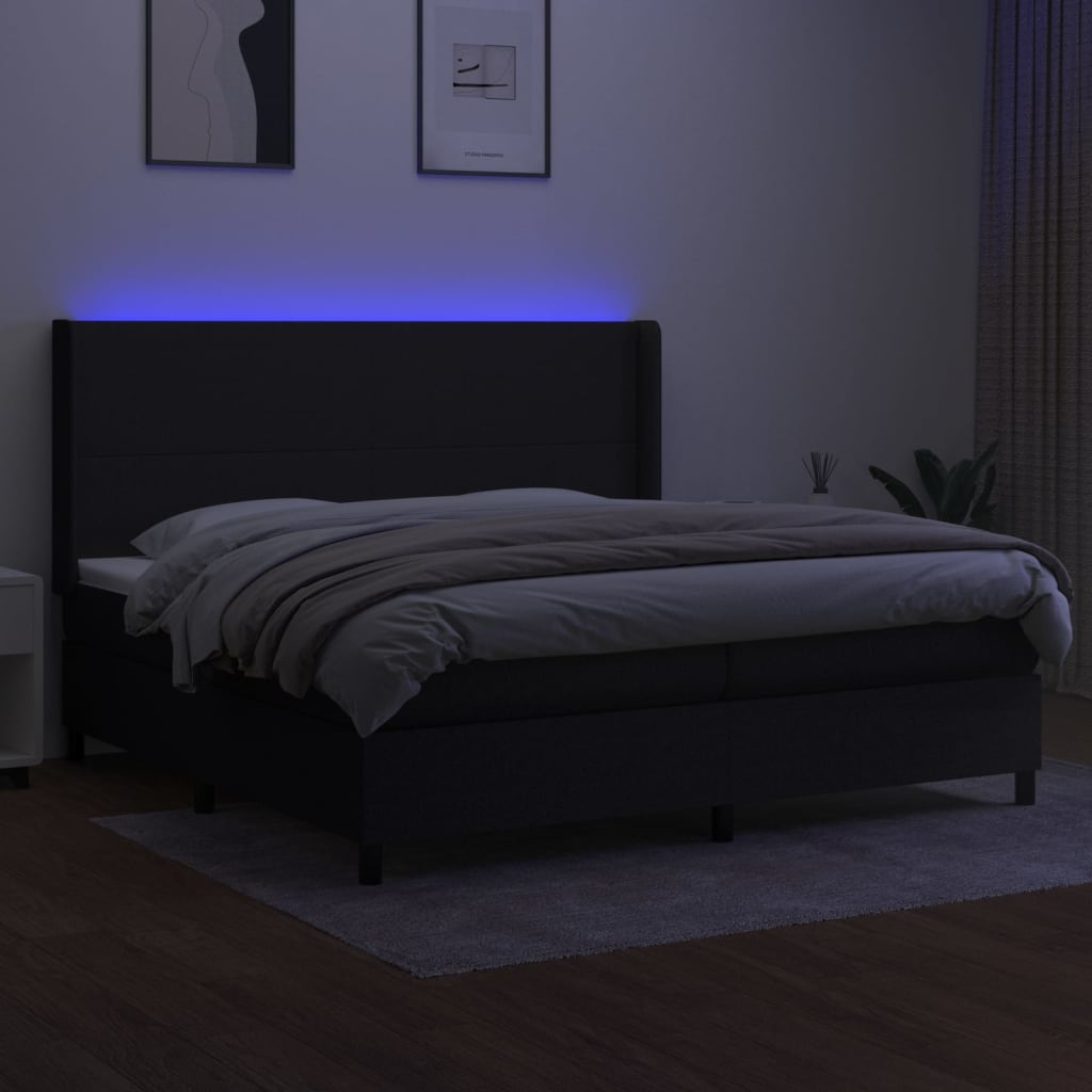 Sommier à lattes de lit matelas LED Noir 200x200 cm Tissu - XIOS