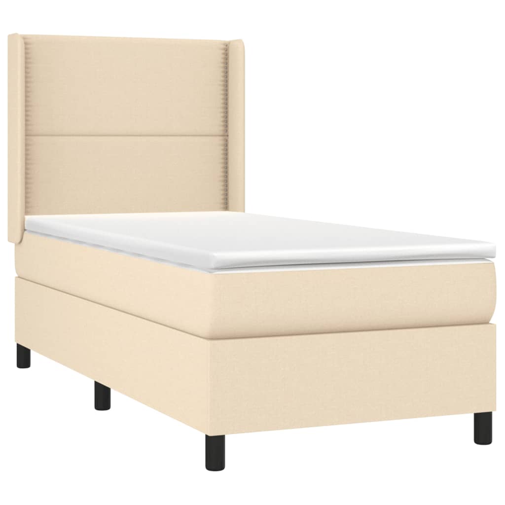 Sommier à lattes de lit matelas LED Crème 90x190 cm Tissu - XIOS