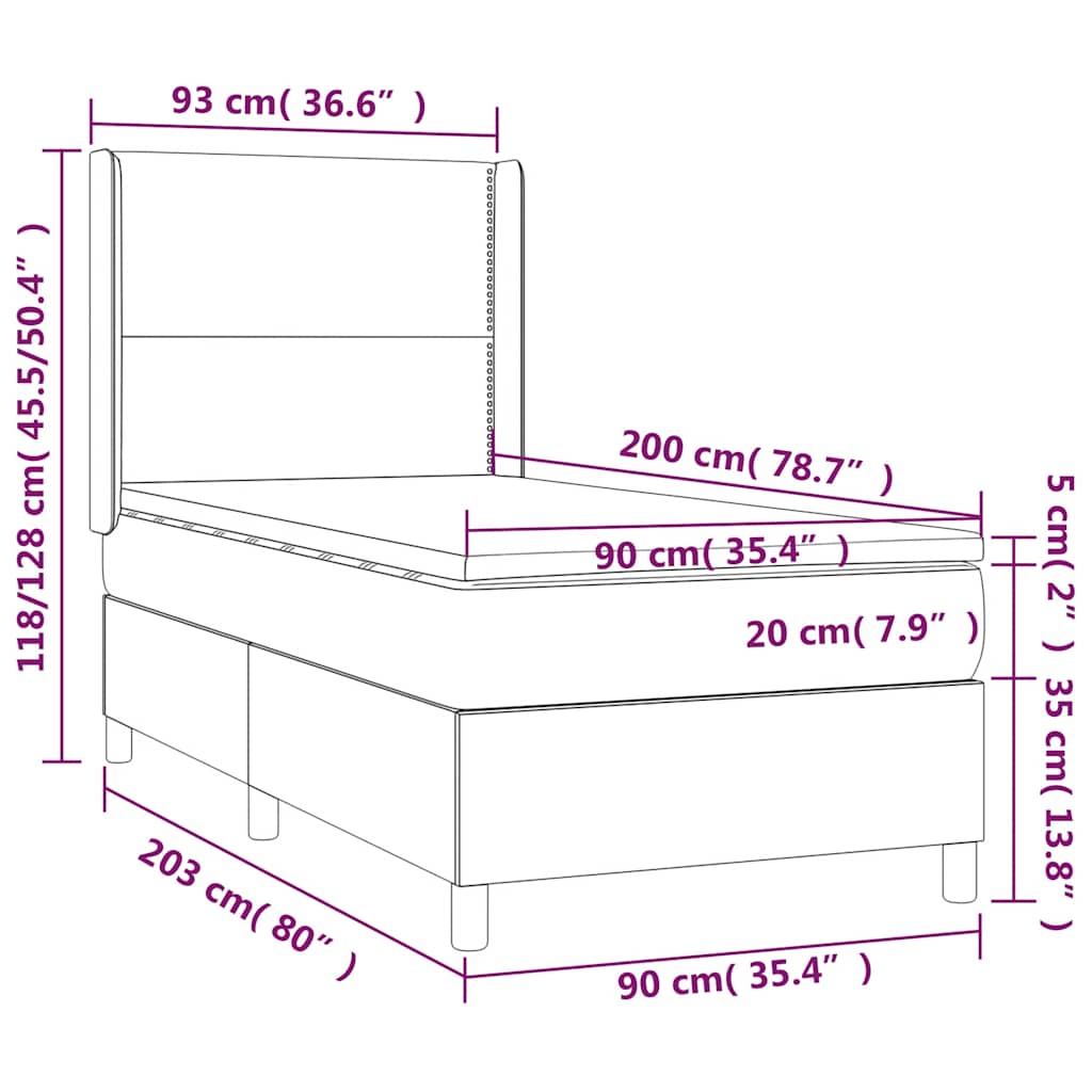 Sommier à lattes de lit matelas LED Noir 90x200 cm Tissu - XIOS
