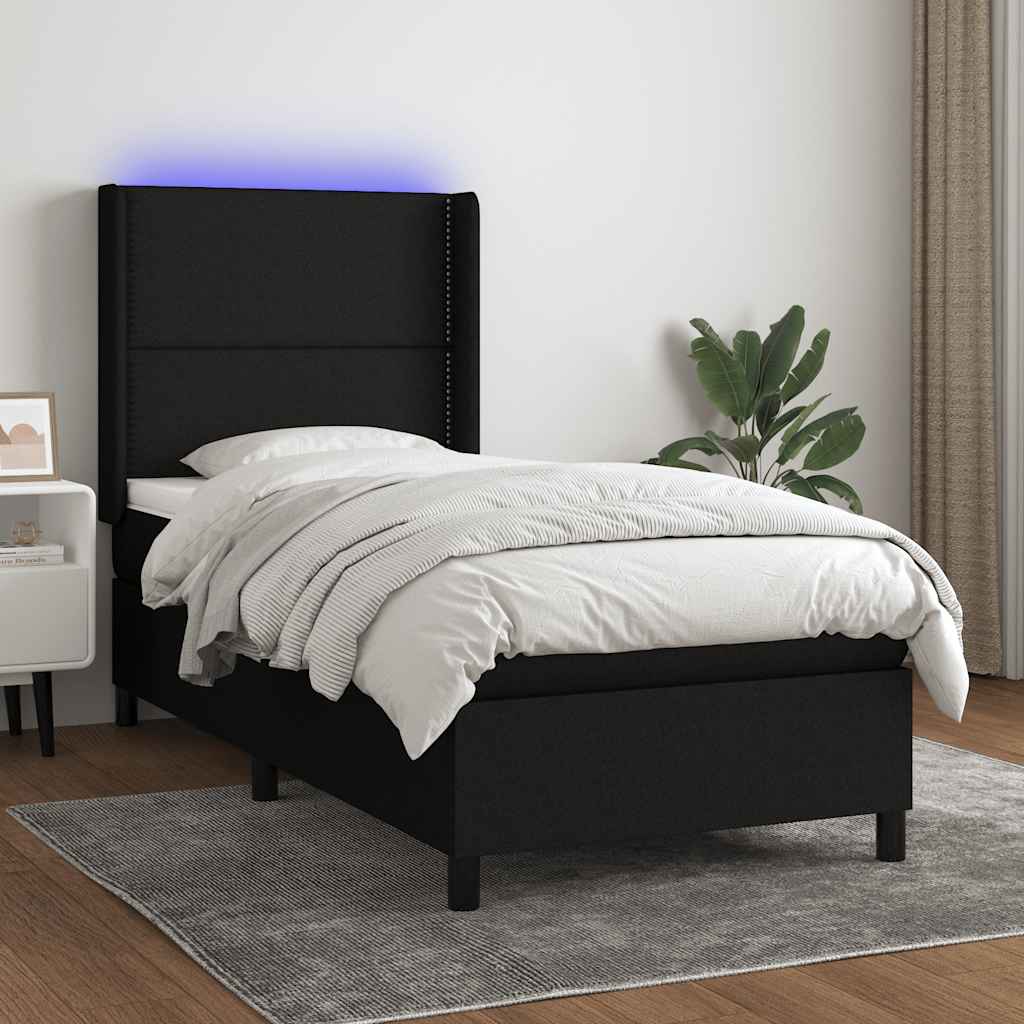 Sommier à lattes de lit matelas LED Noir 90x200 cm Tissu - XIOS