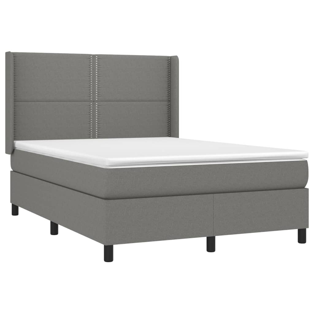 Sommier à lattes de lit matelas LED Gris foncé 140x190 cm Tissu - XIOS