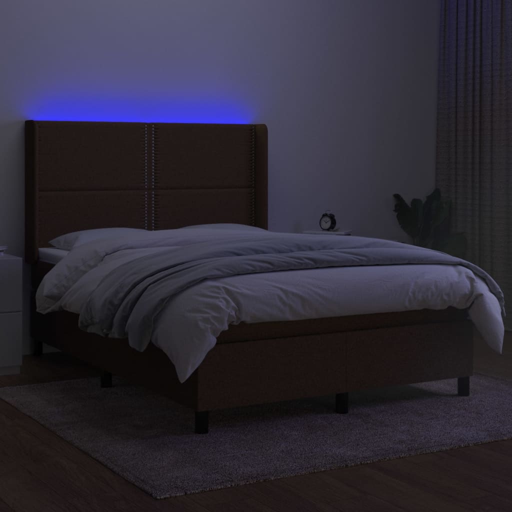 Sommier à lattes de lit matelas LED Marron foncé 140x190 cm - XIOS