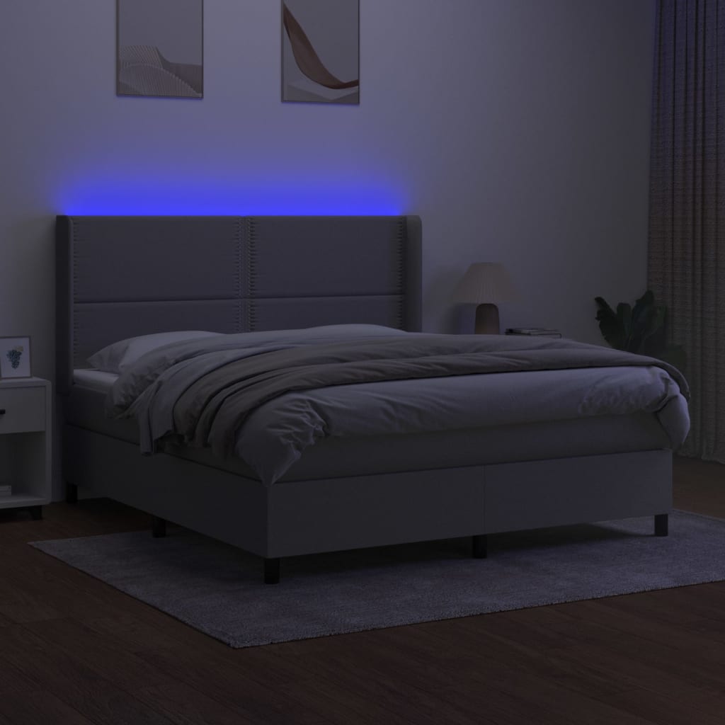 Sommier à lattes de lit matelas LED Gris clair 180x200 cm Tissu - XIOS