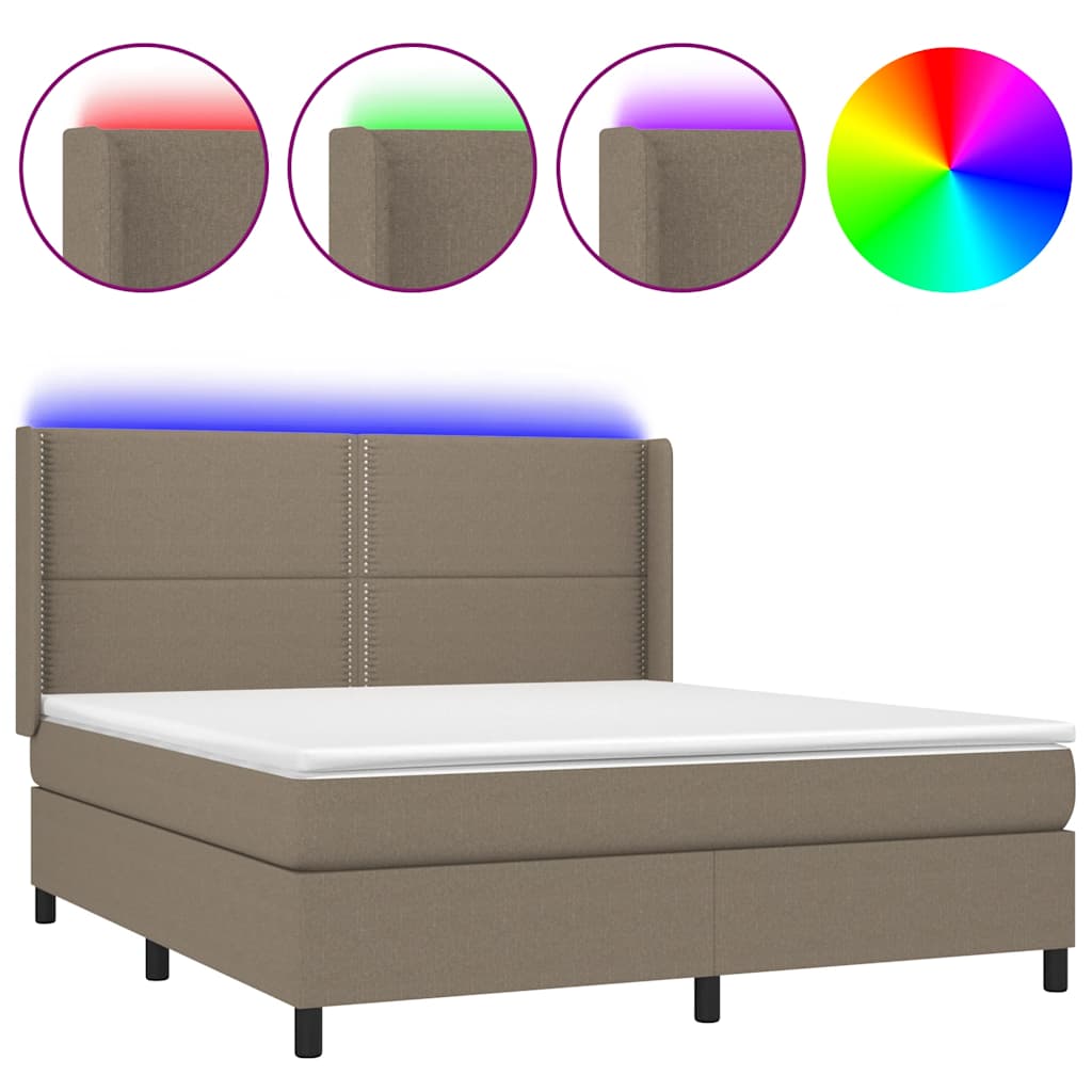 Sommier à lattes de lit matelas LED Taupe 180x200 cm Tissu - XIOS