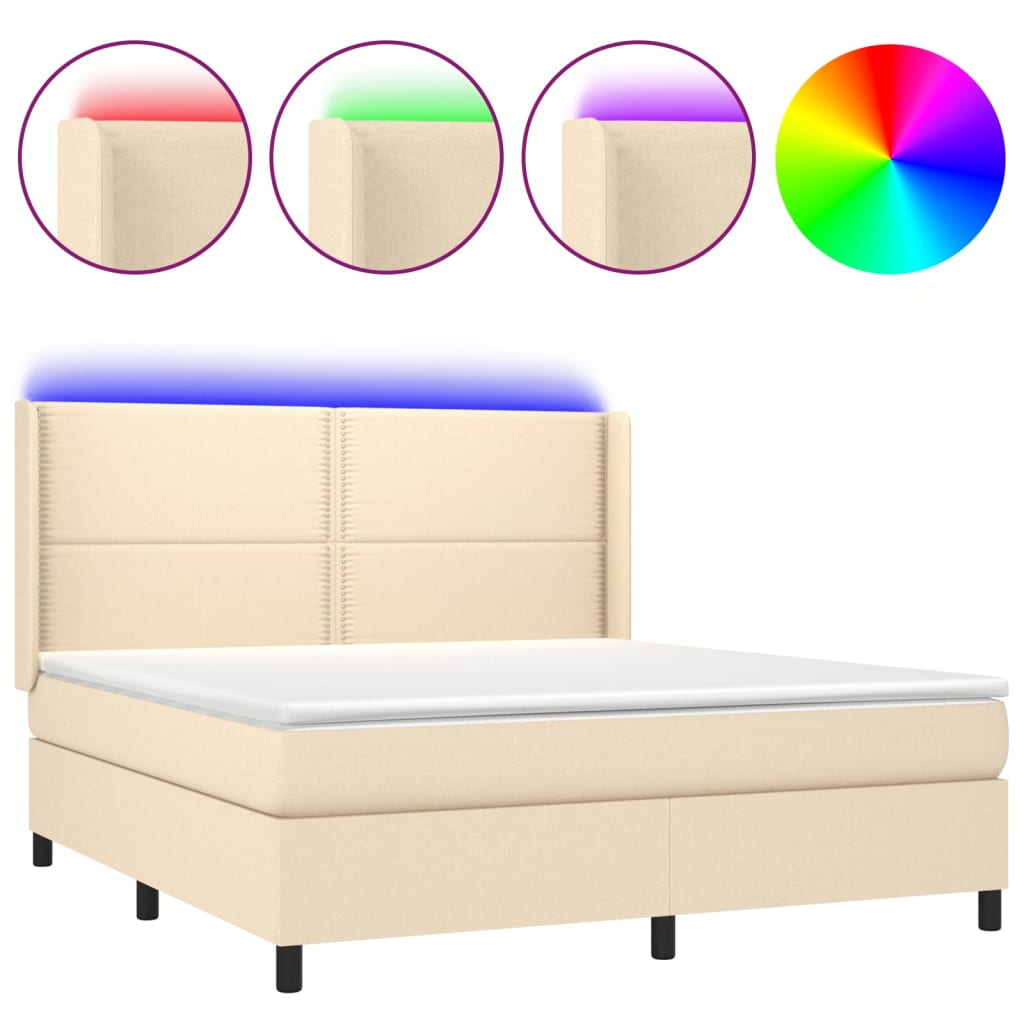 Sommier à lattes de lit matelas LED Crème 180x200 cm Tissu - XIOS